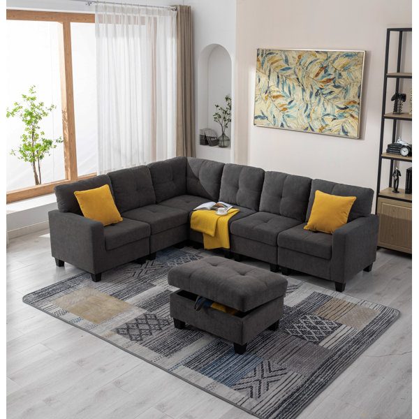 Latitude Run® Reversible Modular Corner Sectional Sofa & Ottoman Set